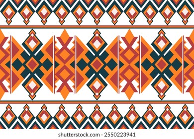 Bold Ethnic Geometric Pattern with Warm Tones and Symmetry