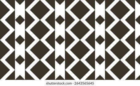 Bold ethnic pattern with high-contrast diamond and chevron elements. A seamless vector ideal for traditional crafts, home decor, and artistic design