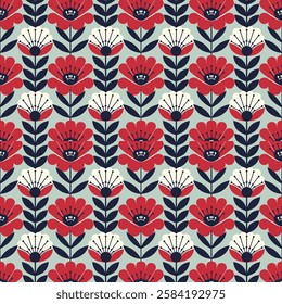 Bold Ethnic Weave Seamless Pattern in Vivid Red and Black