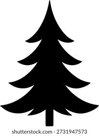 Bold evergreen pine tree silhouette with wide branches.