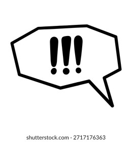 Audaz signo de exclamación en burbuja de discurso irregular. Caja de Grito de Cómic Dibujado a Mano. Sketchy Scream Ilustración vectorial de globo.