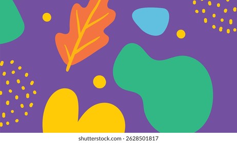 Bold and expressive shapes in a colorful, abstract composition with a bright purple backdrop. Perfect for energetic and dynamic visuals.