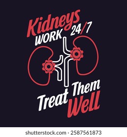 A bold and eye catching graphic design of kidney health with mechanical gear elements on dark background