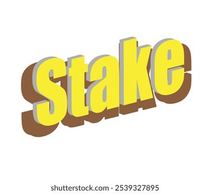 Design de texto 3D atraente e arrojado para a palavra "Stake". Perfeito para negócios, finanças e projetos de jogos. Pode ser usado para logotipos, banners e muito mais.