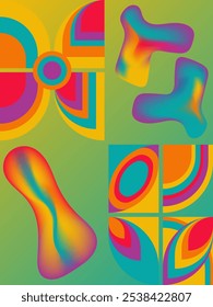 A bold and eye-catching abstract art piece featuring vibrant organic shapes in a playful composition. Perfect for adding a touch of modern and contemporary style to any design project