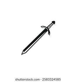 Bold and eye-catching black sword illustration, symbolizing strength, power, and medieval combat. Ideal for gaming, fantasy designs, knight themes, and battle-related branding.