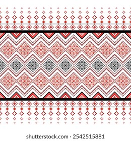 A bold and eye-catching geometric pattern with a traditional folk art feel. This seamless design would be perfect for creating a vibrant and energetic atmosphere.