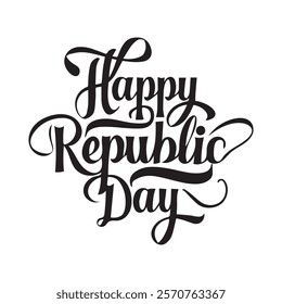 A bold, eye-catching graphic design featuring the text "Happy Republic Day" in a stylized, hand-drawn font.