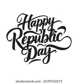 A bold, eye-catching graphic design featuring the text "Happy Republic Day" in a stylized, hand-drawn font.