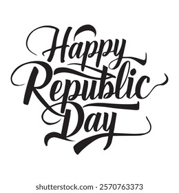 A bold, eye-catching graphic design featuring the text "Happy Republic Day" in a stylized, hand-drawn font.