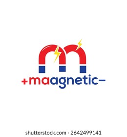 Bold and eye-catching magnet logo design, perfect for tech, marketing, or science brands. Features a strong magnet icon with dynamic lines and vibrant colors to symbolize attraction, power, and connec