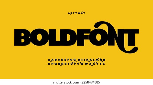 Bold fat alphabet, fancy opulent serif letters, creative font for cool exquisite logo, lettering, headline. Funny cartoon typography for music movie posters, game design. Vector typographic design. - Shutterstock ID 2258474385