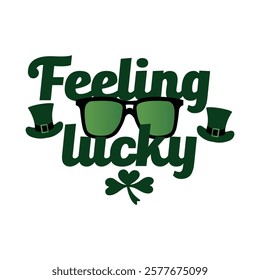 bold feeling lucky text for st. patrick’s day t-shirts and celebration designs