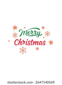 Bold and festive "Merry Christmas" vector typography design perfect for t-shirts, holiday merchandise, cards, and digital prints. Ideal for seasonal wear and cheerful winter graphics.