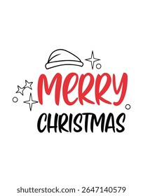 Bold and festive "Merry Christmas" vector typography design perfect for t-shirts, holiday merchandise, cards, and digital prints. Ideal for seasonal wear and cheerful winter graphics.