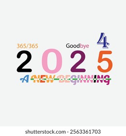 A bold and festive New Year typographic T-shirt design featuring the phrase "Happy New Year" in a mix of playful and elegant fonts.