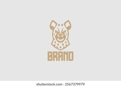 A bold and fierce black-and-white logo of a hyena head with sharp features, ideal for wild and untamed branding concepts