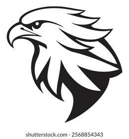 Bold and Fierce Eagle Head Illustration silhouette