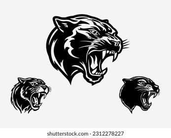 Bold and fierce panther hand drawn logo design illustration, embodying power, strength, and elegance