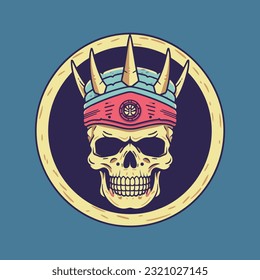 A bold and fierce skull warrior flat design vector clip art illustration, embodying strength and resilience, perfect for warrior-themed designs and merchandise