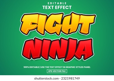 Bold fight ninja text style, editable text effect design template