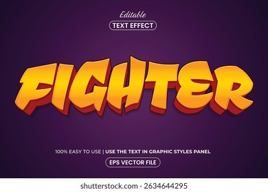 Bold fighter 3D editable text effect, game text style