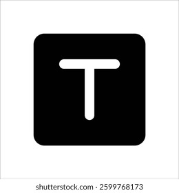 A bold and filled type action icon for text-related functions in design and UI.