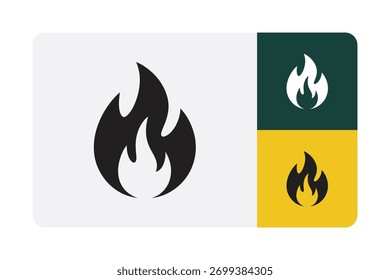 Audaces símbolos de llama de fuego para logotipos y marcas que transmiten energía y pasión. Perfecto para diseños modernos que necesitan un icono dinámico y potente, estilo minimalista.