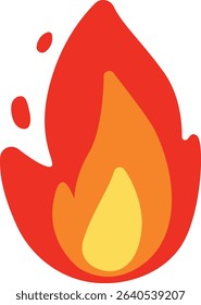 Bold fire icon in flat vector style. Perfect for trending content, passion themes, hot labels, or YouTube thumbnails. Great for UI, alerts, viral content, hot topics, warning, badges, energy graphics.