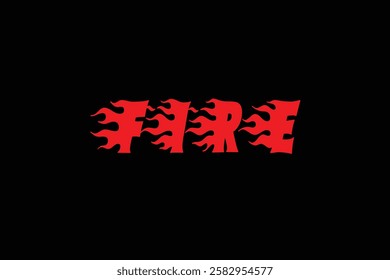 Bold FIRE Text with Flaming Design.