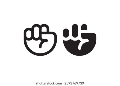 Bold Fist Icon in Outline and Solid Styles Vector
