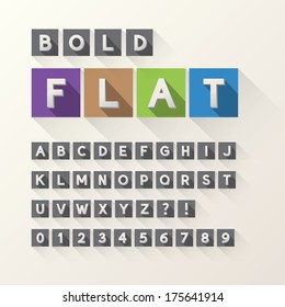 Bold Flat Font and Numbers in Square, Eps 10 Vector, Editable for any Background, No Clipping Mask