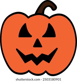 Bold Flat Jack-o'-Lantern Vector Illustration with Dark Carved Features for Halloween