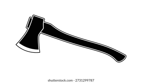 Uma silhueta arrojada e plana de um machado exibe uma forma preta distinta contra o pano de fundo branco.