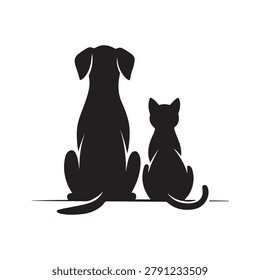 Bold flat silhouettes with sharp negative-space edges and clean vector-like shapes. Minimal, high-contrast mood for product branding, pet-themed branding, and monochrome poster designs.