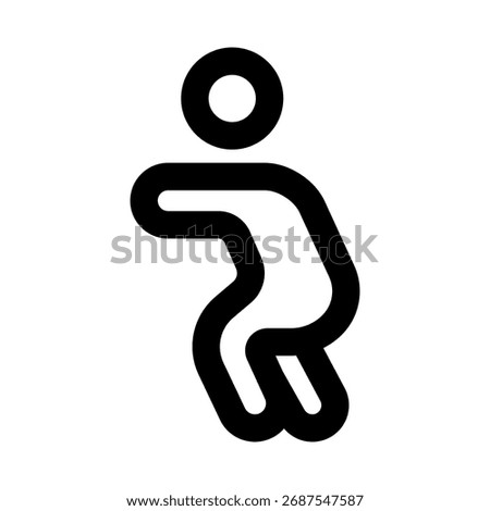 Bold flat squatting position icon set for strength training, health, and motion design