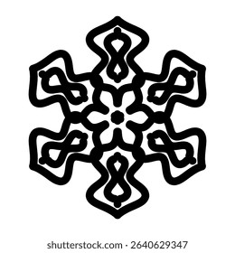 Bold Floral Mandala Pattern with Symmetrical Abstract Line Art – Black and White Design