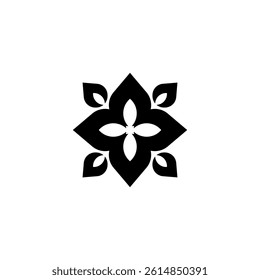 Bold Floral Ornament with Leaf Accents