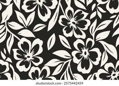 Bold floral pattern with contrasting colors on fabric background