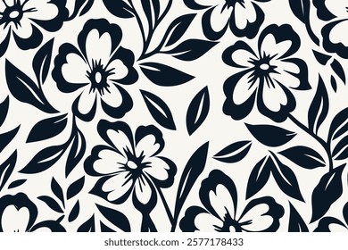 Bold floral pattern with contrasting colors on fabric background