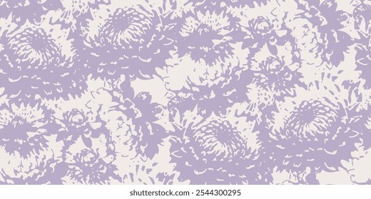 Um padrão floral ousado sem emenda com grandes flores abstratas de crisântemo em pastel macio estilo pincelada em um fundo claro. Ideal para têxteis, papéis de parede e desenhos de decoração modernos.