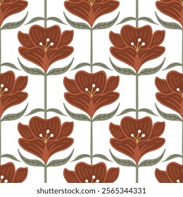 Bold Floral Seamless Pattern in Warm Earthy Tones