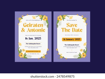 Bold Flore Wedding Invitation Template Card