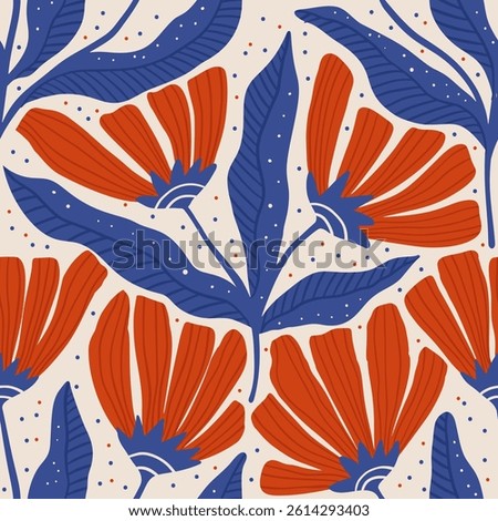 Bold Flower Boho Vintage Pattern Pastel Floral Seamless Background Motif In Bohemian Ethnic Trendy Style