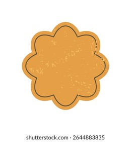 Bold flower shape sticker. Modern icon with abstract design. Grunge texture adds depth, retro element, flat style, potential for various graphic applications.