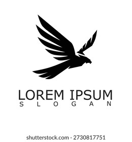 Logotipo atrevido de la silueta del águila voladora que simboliza fuerza, liderazgo y libertad, adecuado para la marca y la identidad corporativa