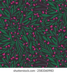 Bold foliage with blossoms on a dark background.