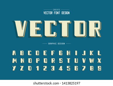 Bold Font and alphabet vector, Line Modern Typeface and letter number design, Graphic text with Striped Shadow on background