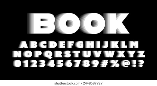 Bold font in book pages style. Modern abc alphabet for banner, poster, printing, typography, t shirt, book and card. Trendy vector illustration.