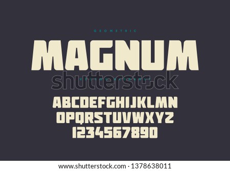 Bold font design. Authentic alphabet and numbers. Eps10 vector.